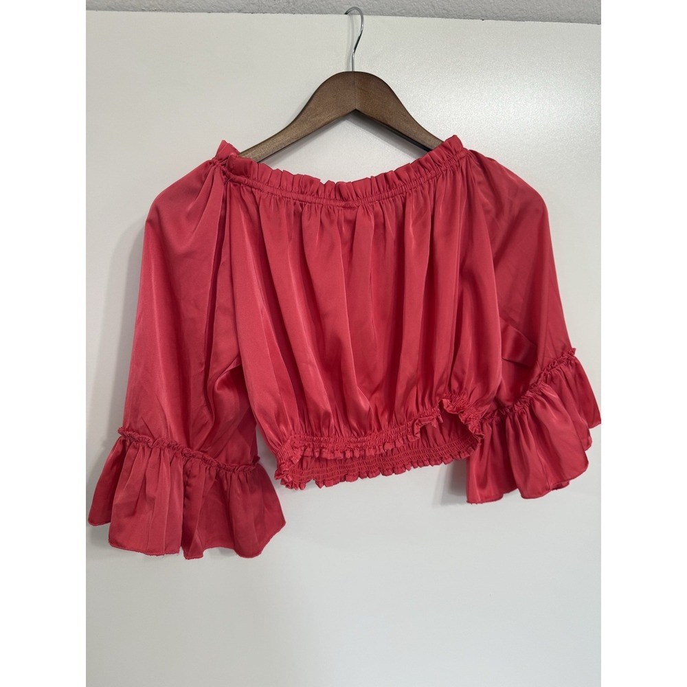 Shug Crop Top Watermelon Doris‎ NWT$248 Large Off Shoulder - Picture 3 of 8